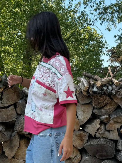 PINK LACE JERSEY TEE